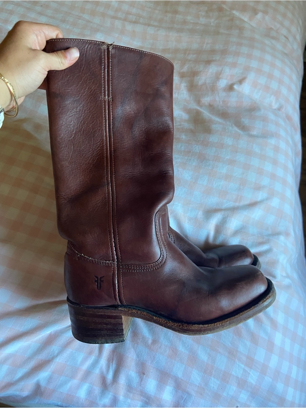 Frye 14L Campus Boot - Women's Brown Leather Mid-Calf Western Boot
